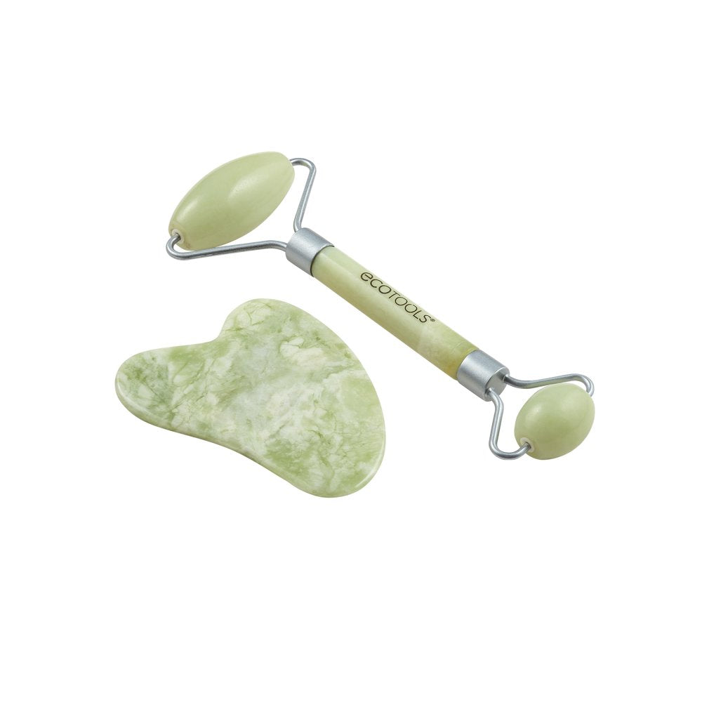 Facial Jade Roller and Gua Sha Stone Duo, 100% Jade, Skincare Tool, 2 Piece Set